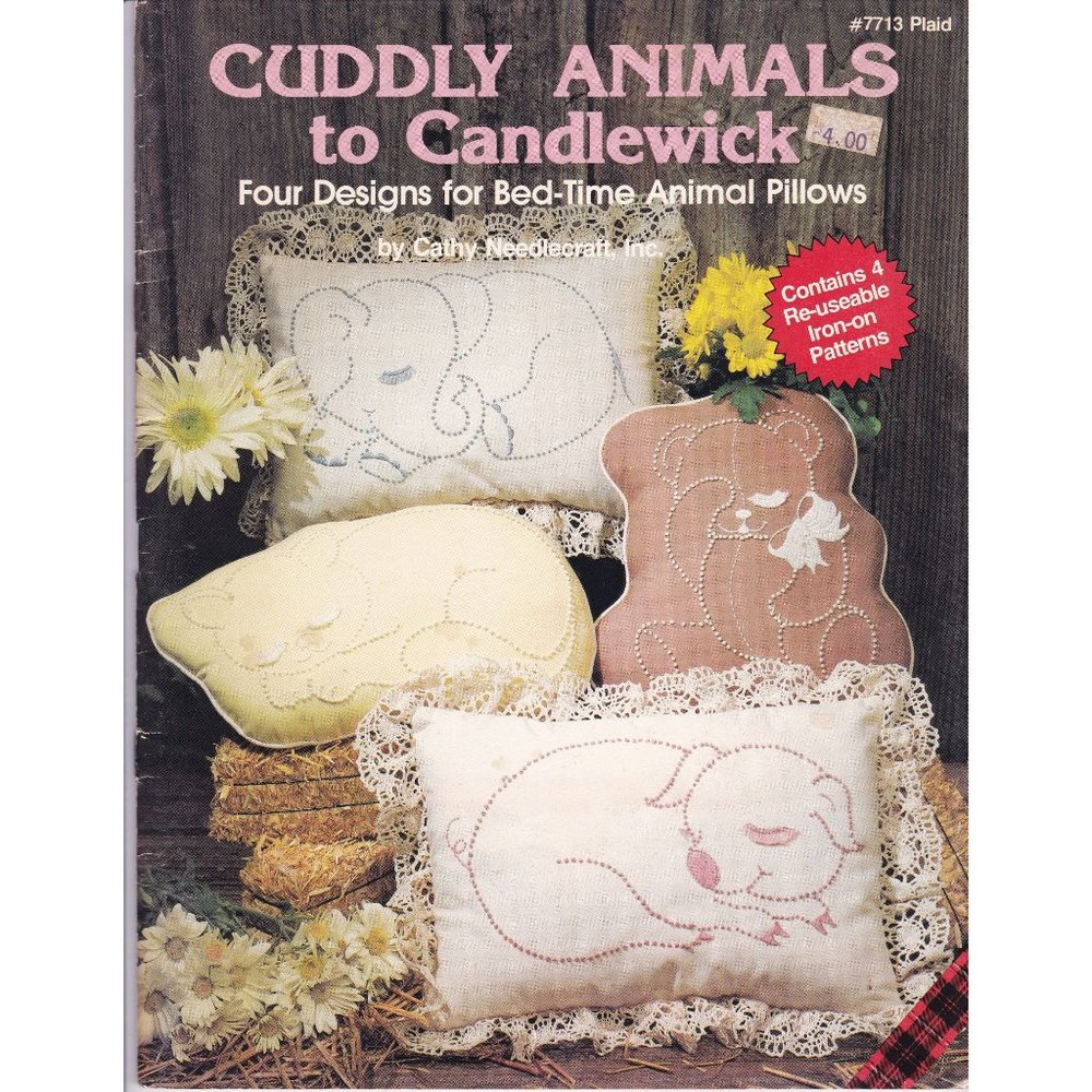 Vintage Craft Patterns, Cuddly Animals to Candlewick 7713, Four Designs